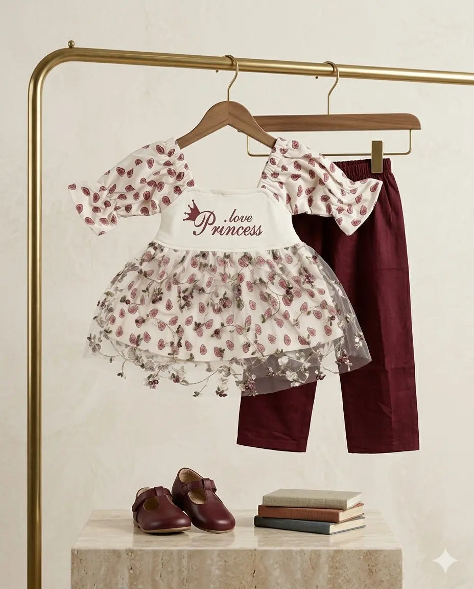 Baby Girl Net Frock with Inner Slip – Elegant 2 Piece Set (1–2 Years)