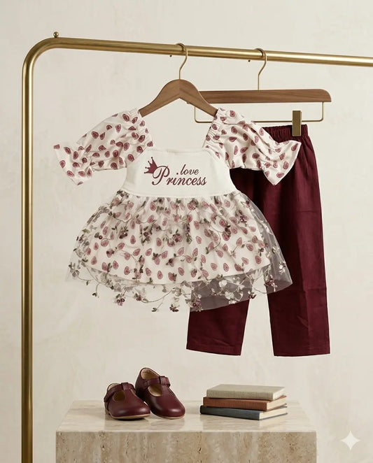 Baby Girl Net Frock with Inner Slip – Elegant 2 Piece Set (1–2 Years)
