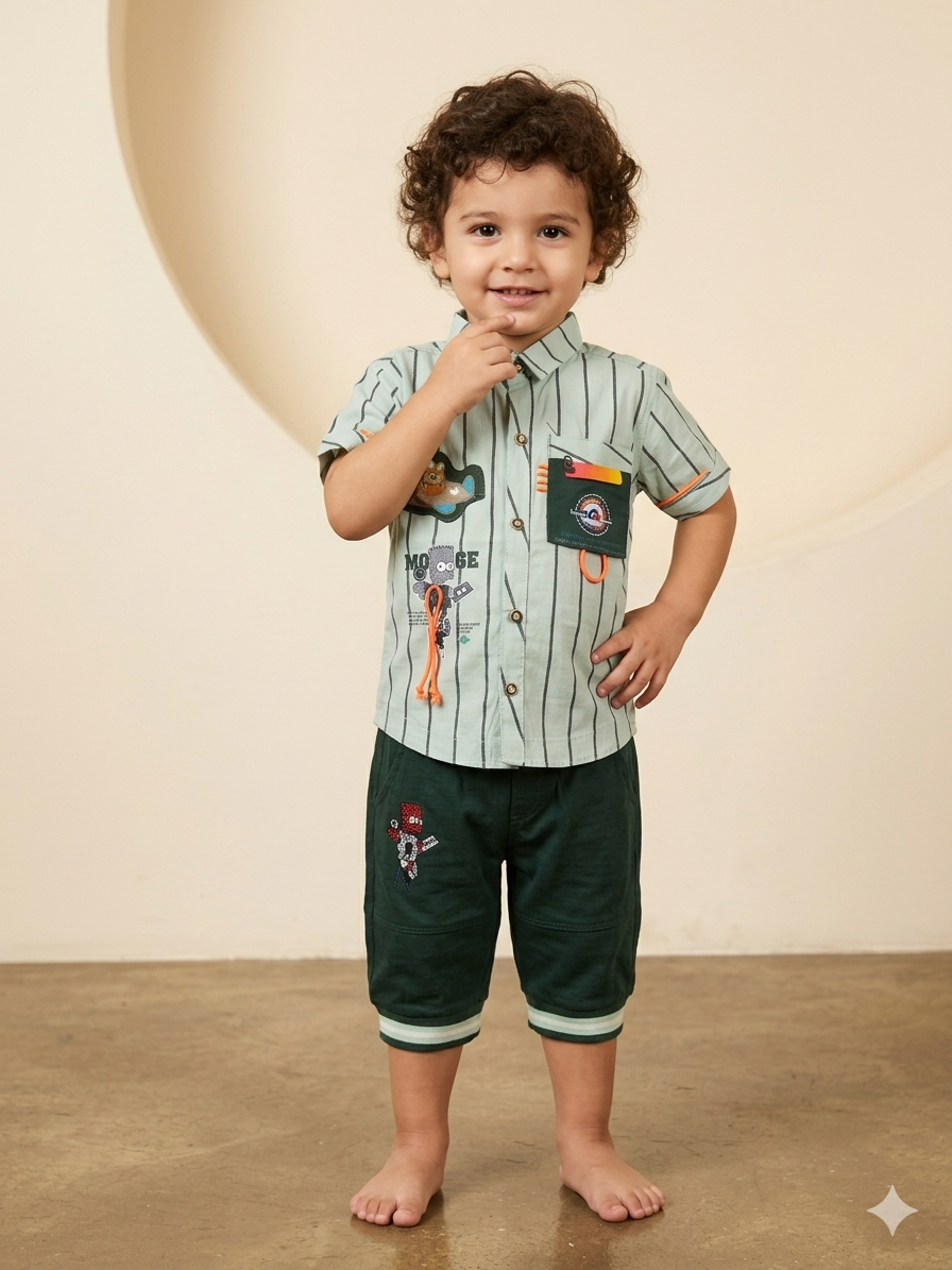 Baby Boy Cotton Half Sleeve Shirt & Cotton Shorts Set – Summer Collection (1-3 Years)