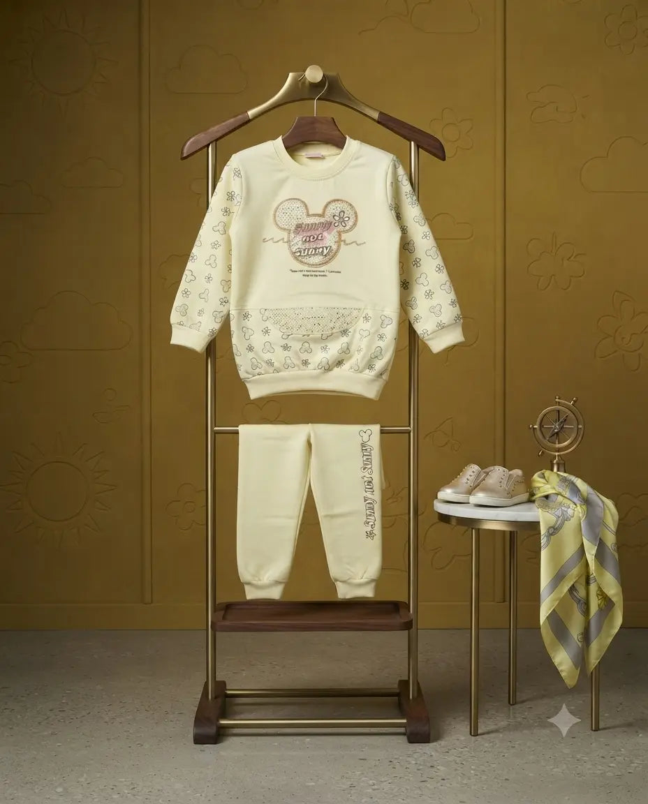 Trendy Terry Sweatshirt & Jogger Set for Baby Girls – Soft Mid-Season Outfit (6 Years)