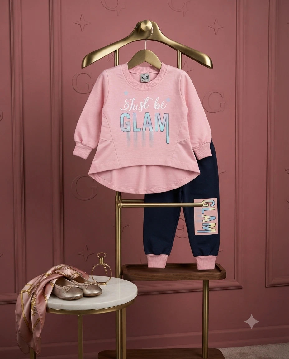 Baby Girls Pink Malai 2 Piece Outfit – Printed Top & Trouser Set (6–12 Months)
