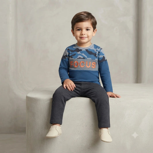 Comfort Fit Malai T-Shirt & Trouser Set for Baby Boys (2–3 Years)